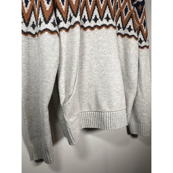 OLD NAVY Patterned Pullover Sweater Hoodie Fair Isle Winter Blue Orange Medium - Picture 3 of 6